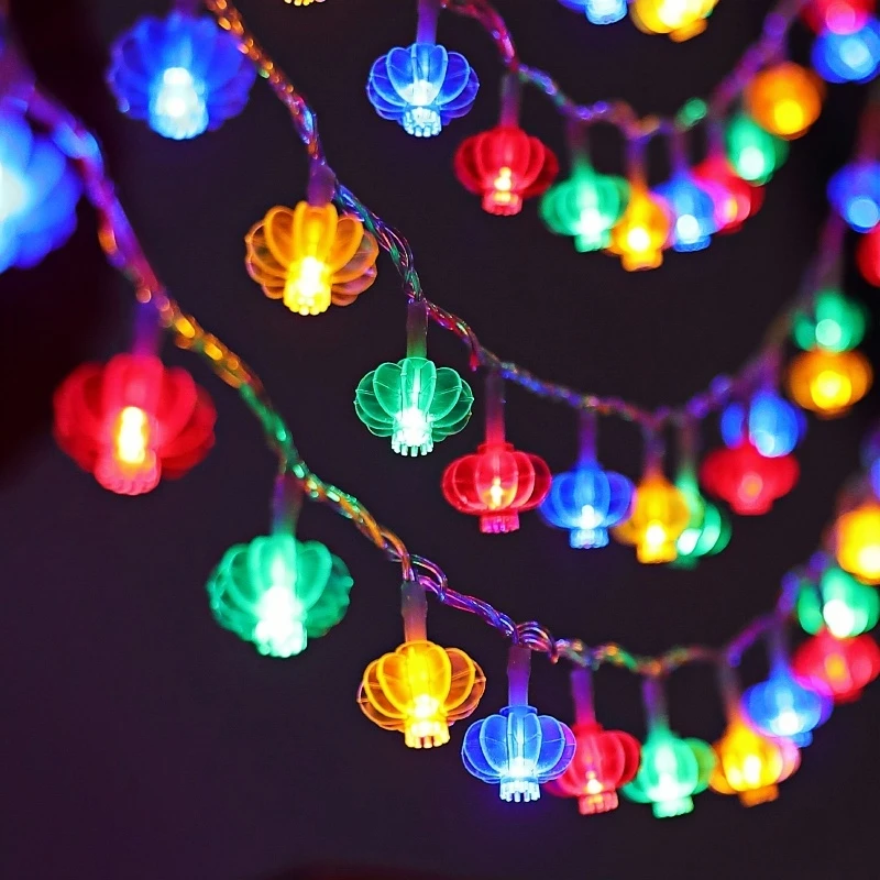 【水晶发光笼】 小红灯笼彩灯闪灯串满天星农村院子阳台房间结婚