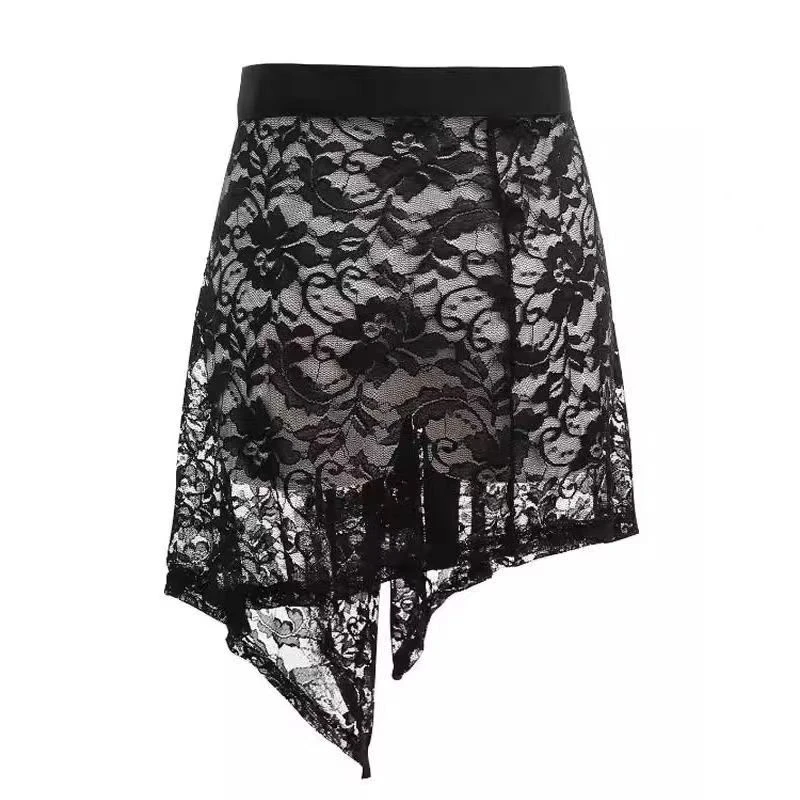 韩版遮臀屁帘裙裹裙游泳遮臀A字裙不规则蕾丝半身裙遮垮性感风