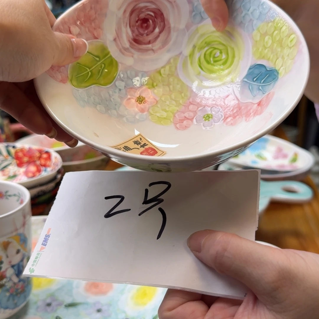 陶瓷6.4玫瑰面碗2只