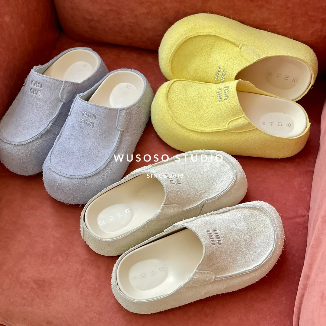 【soso】25ss｜老钱风包头长毛牛反绒勃肯｜增高5cm｜勿泡水刷洗