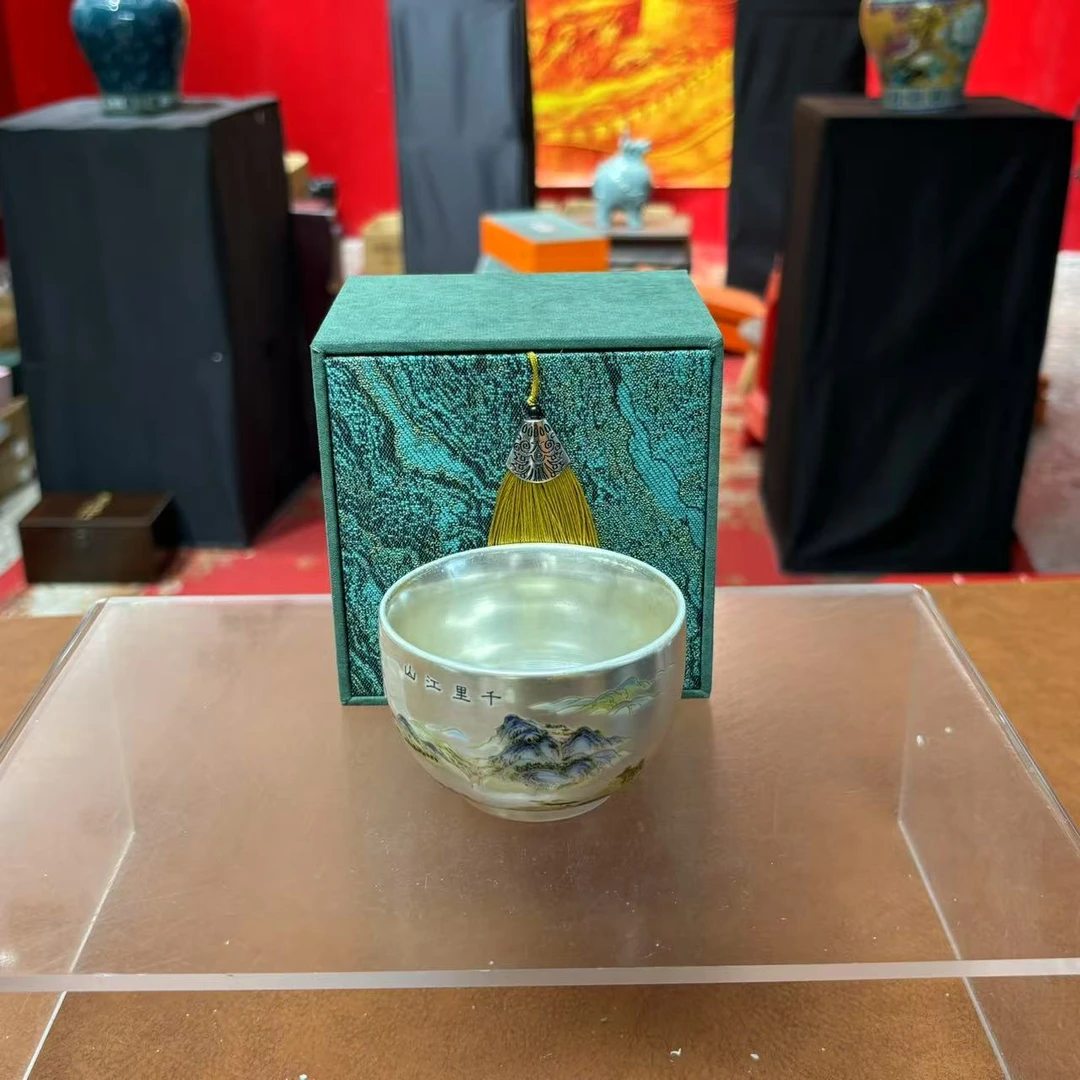 秋香茶具  千里江山银主人杯杯茶杯品茗杯-4794