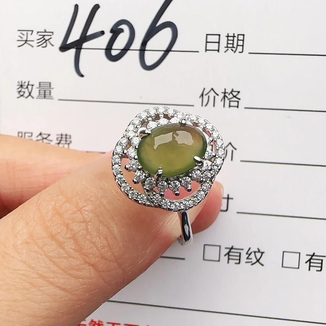 银S925镶嵌戒指翡翠戒指