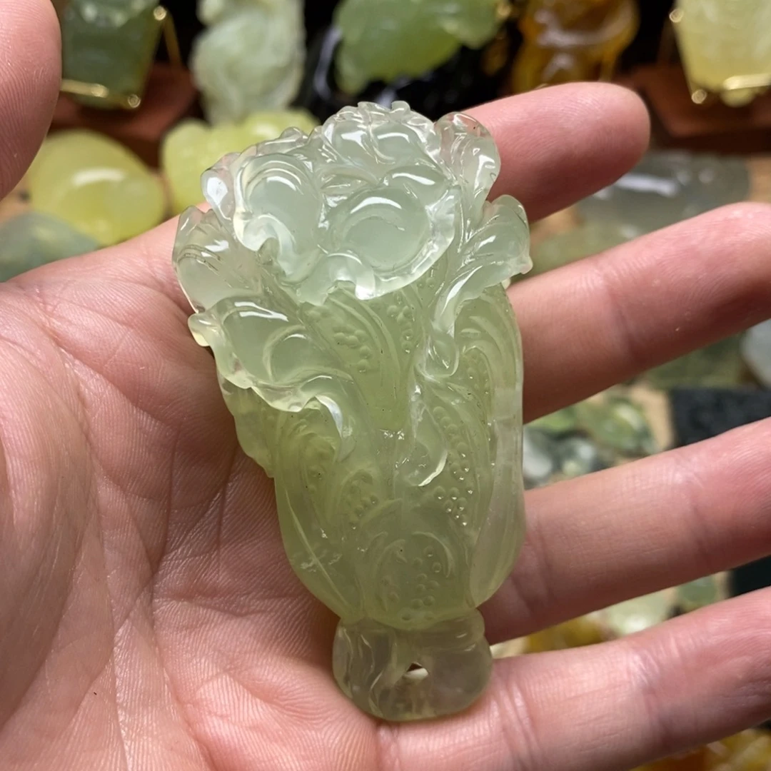 未镶嵌岫玉白菜手把