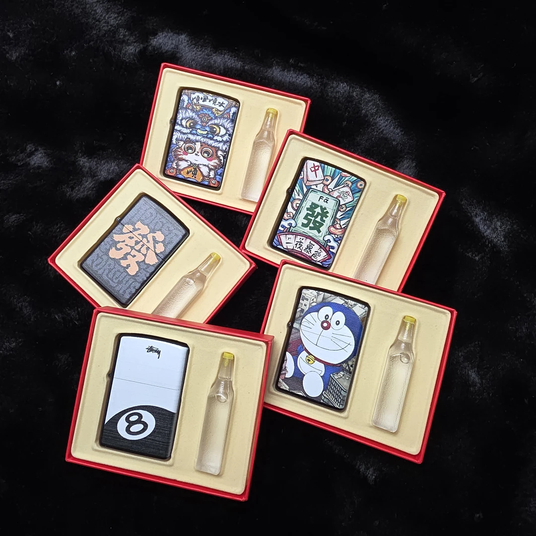 高颜值彩绘煤油防风打火机礼盒装个性化砂轮点火礼品打火机