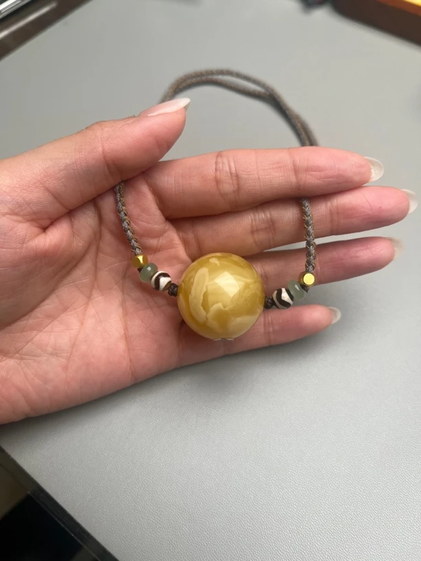 原矿微瑕蜜蜡圆珠锁骨链 思思