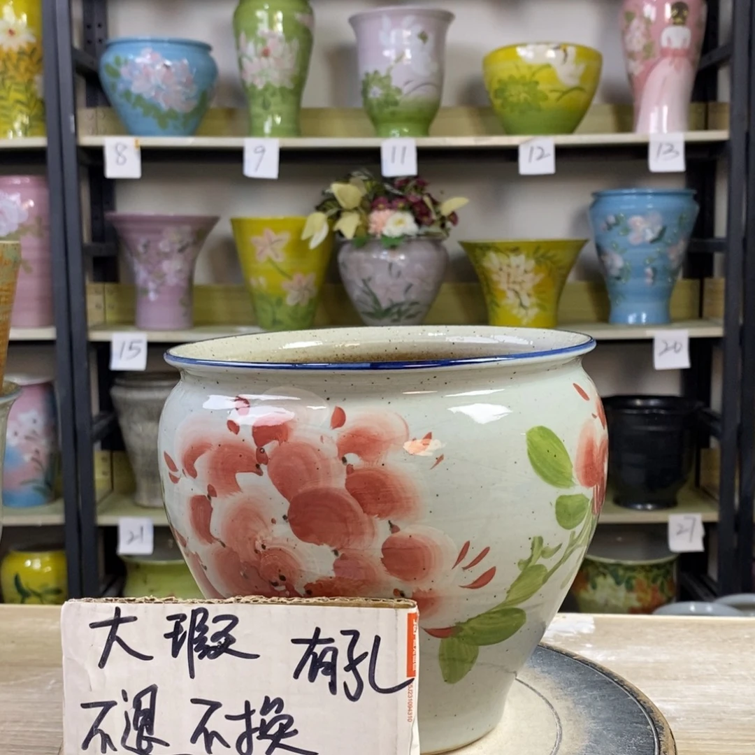 景德镇手工手绘陶瓷花盆
