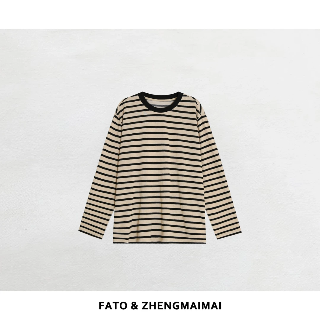 【郑买买】序章 新款条纹圆领宽松休闲百搭多巴胺T恤女 XM50919T2