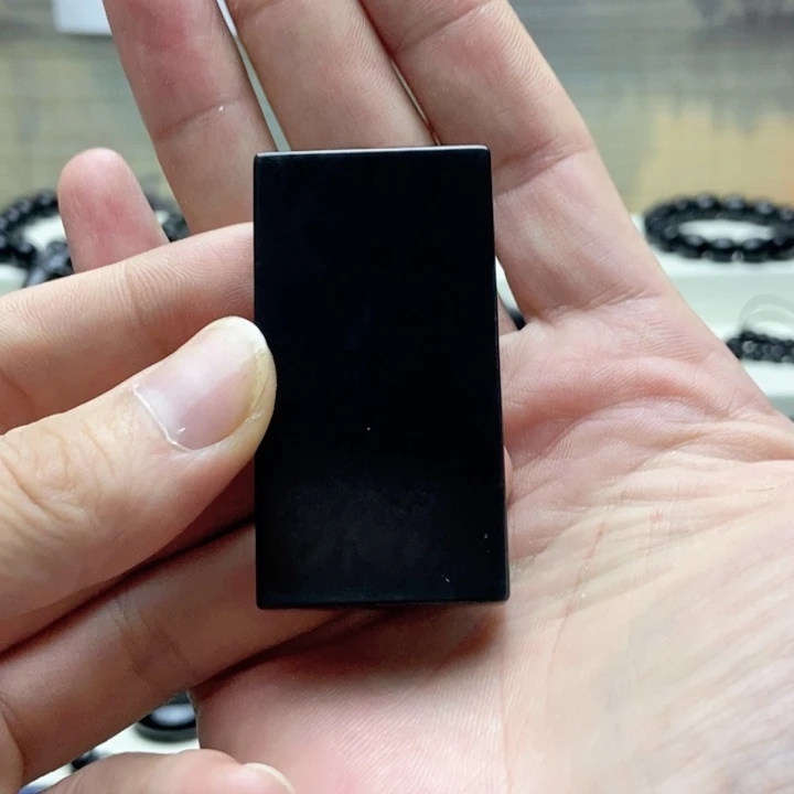 未镶嵌手链和田玉（墨玉）和田玉墨玉长条无事牌小三六