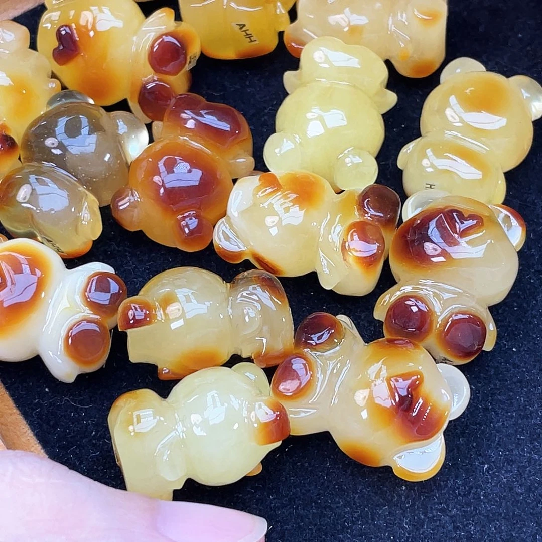 未镶嵌琥珀珠宝奇石蜜蜡小熊多样性发货发其一J