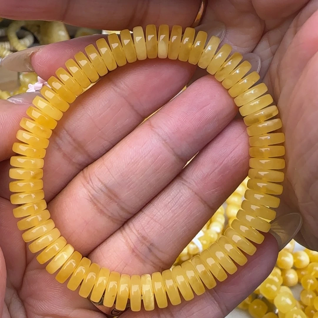 未镶嵌蜜蜡手链鸡油黄药片手串