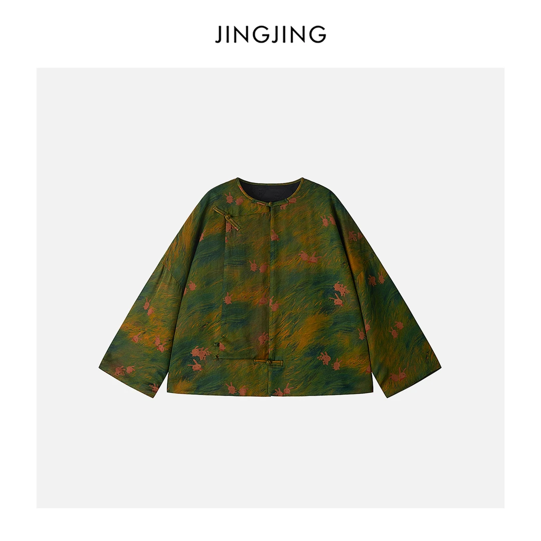 JINGJING2025新款“欢乐小兔”重缎真丝香云纱30姆米植物染色上衣