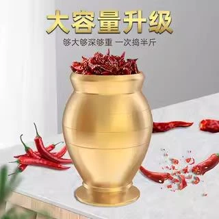 纯铜捣药罐杵子药盅擂钵臼缸研钵臼黄铜盅捣碎捣蒜泥器研磨器