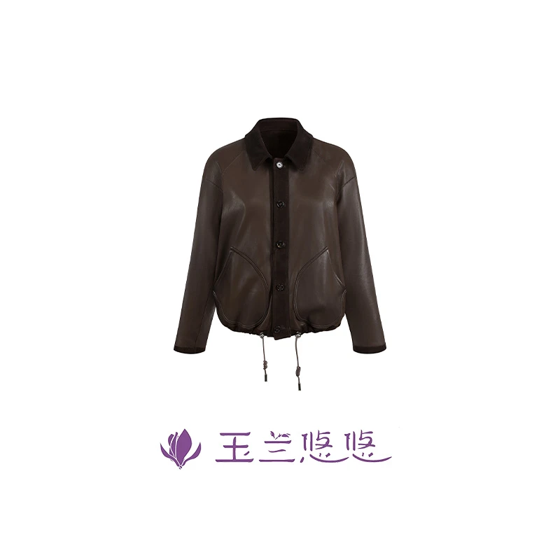 玉兰悠悠2025新款秋西班牙双面山羊皮外套老钱风松弛感女装贵气