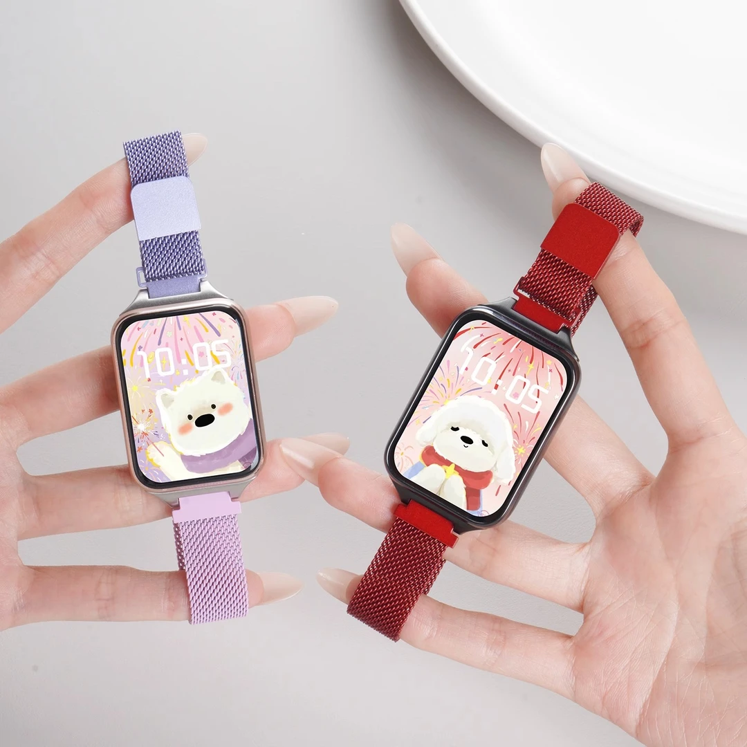 适用小米手环9pro表带细款米兰尼斯腕带8pro金属磁吸表链夏天女款