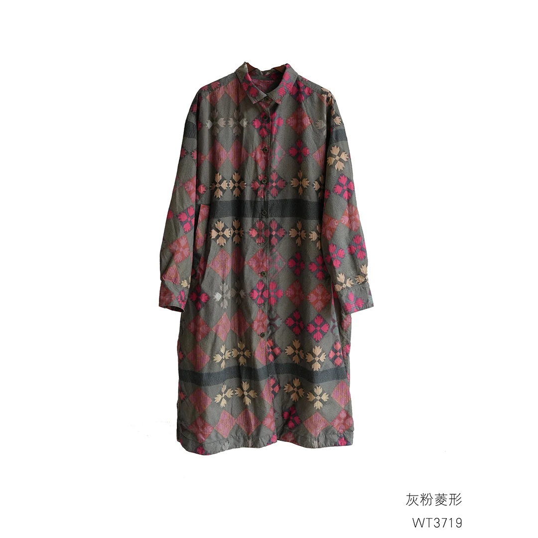 布衣分享 WT3719 几见时尚休闲百搭棉质印花长衬衫外套