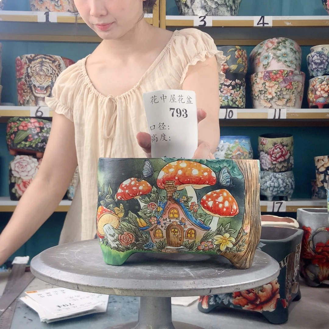 落****景德镇手工花盆793