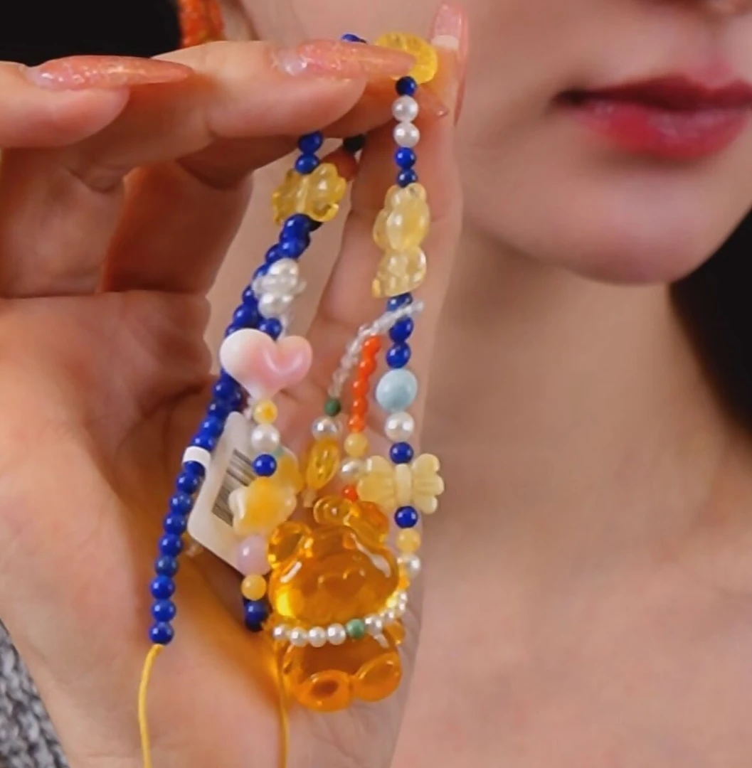 【宇涵珠宝】琥珀小熊DIY青金项链2113-多样性发