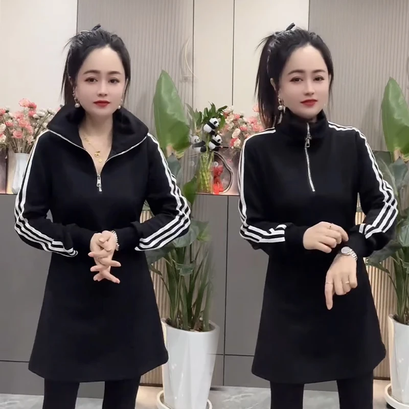 2025秋冬新款时尚显瘦气质网红高档洋气女高级百搭宽松大码卫衣裙
