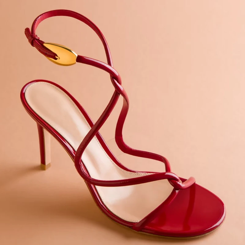 2025新款蛇年限定黑曼巴系列细带圆头细跟绝美高定高跟鞋凉鞋气质