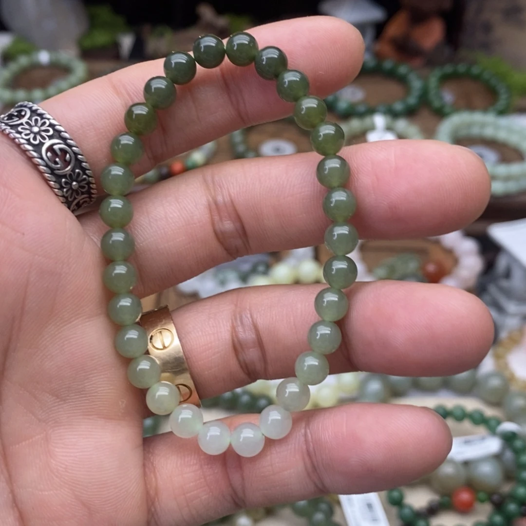 和田玉未镶嵌手链卡6冰渐变