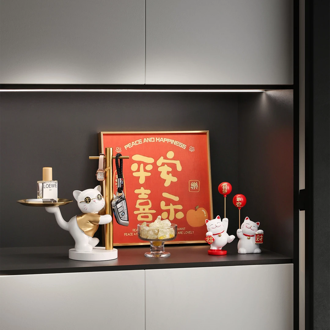 贝汉美招财猫进门玄关布置摆件轻奢高档乔迁礼物客厅电视柜装饰品