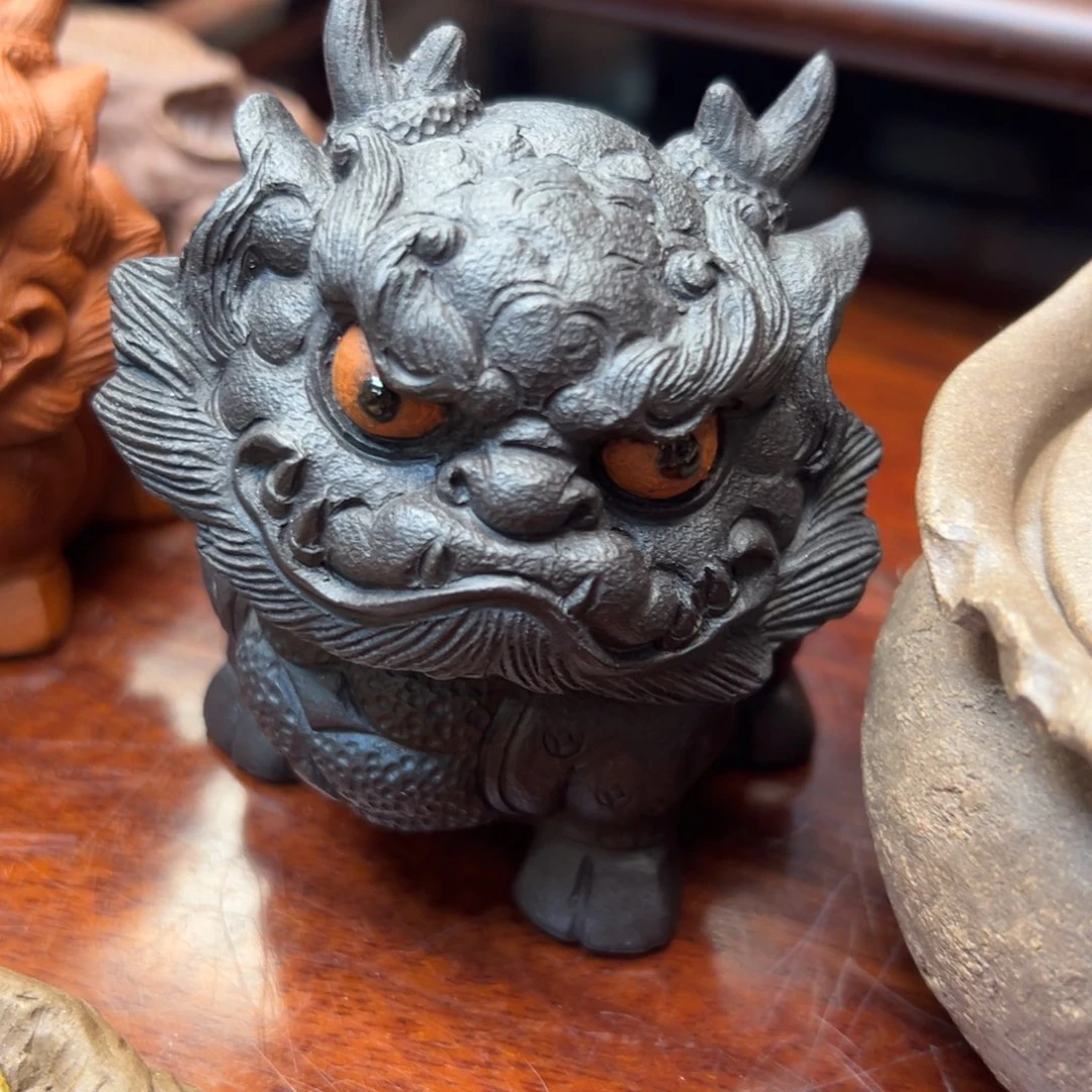 紫砂茶杯黑麒麟紫砂