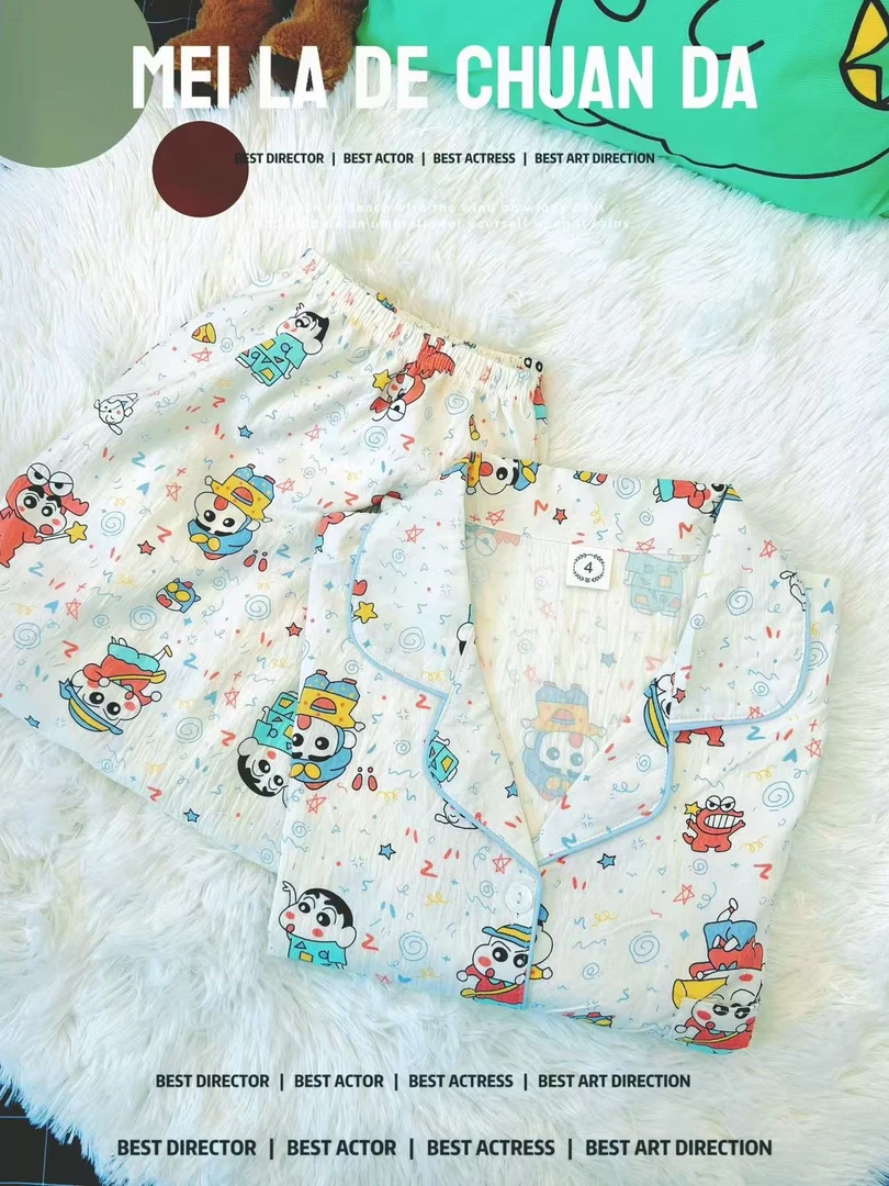 蜡笔小新一号短袖短裤250斤睡衣女套装舒适