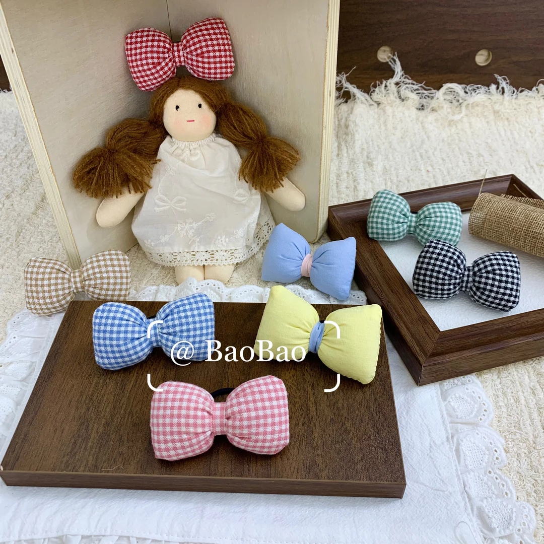 [手工小胖结拇指圈]宝宝头绳不伤发蝴蝶结发绳充棉碎花多巴胺