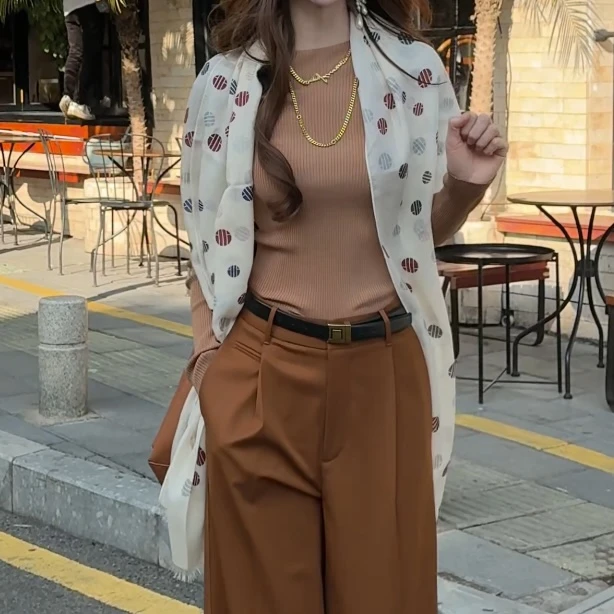 阿玛施AMASS百搭质感波点围巾丝巾5800007