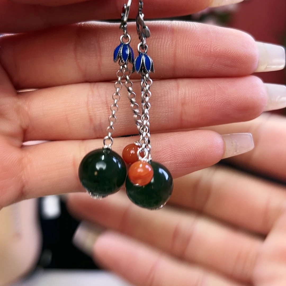 和田玉（碧玉）耳饰未镶嵌