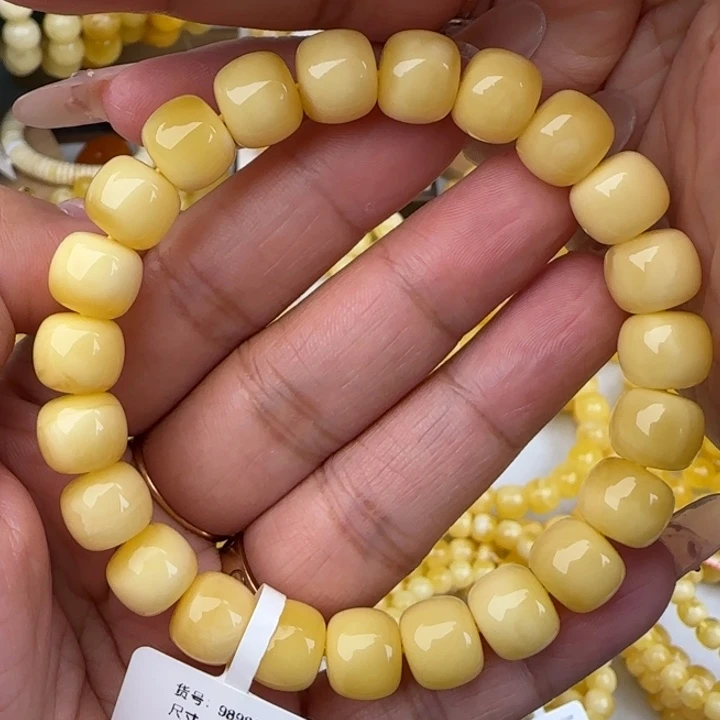手链蜜蜡未镶嵌浓白花老型手串