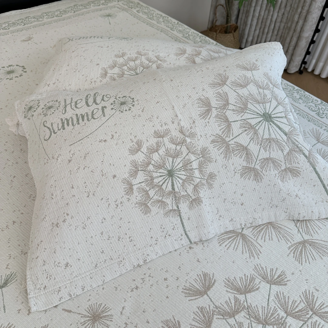 【蒲公英】52*78cm 夏季新款法式田园风罗布麻枕巾 一对装