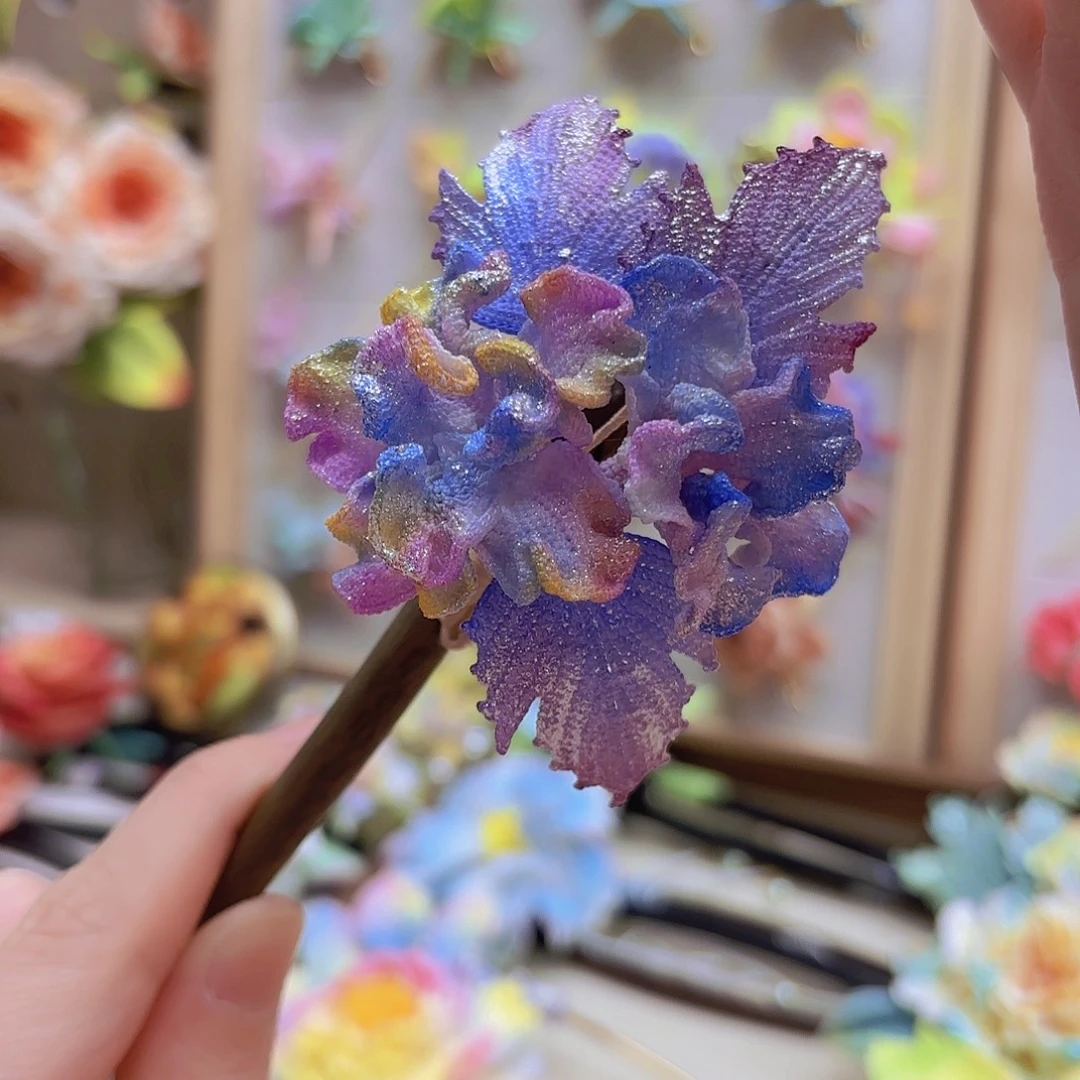 编织品纯手工80微勾天竺葵发簪