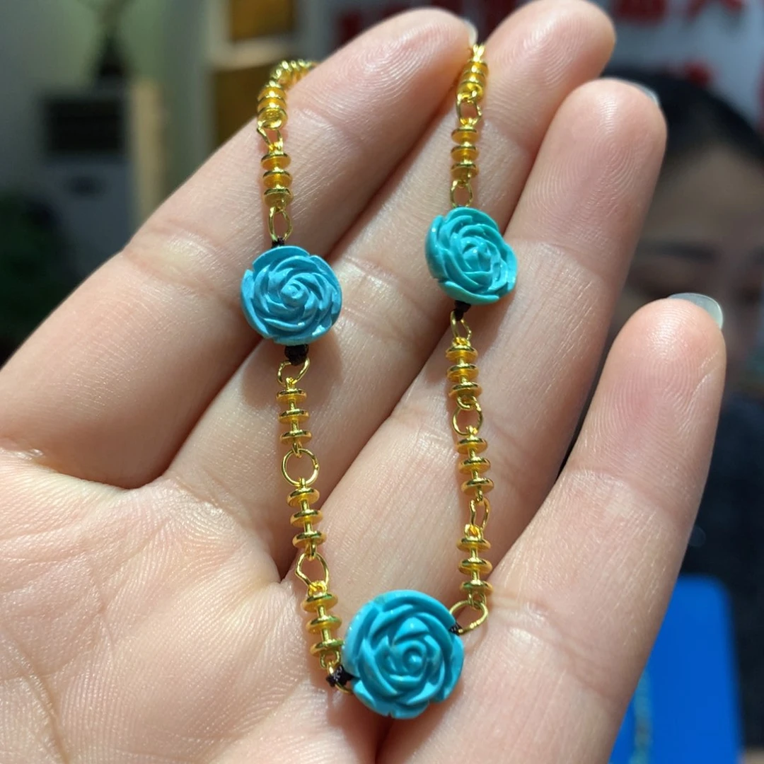 银S925镶嵌绿松石手链