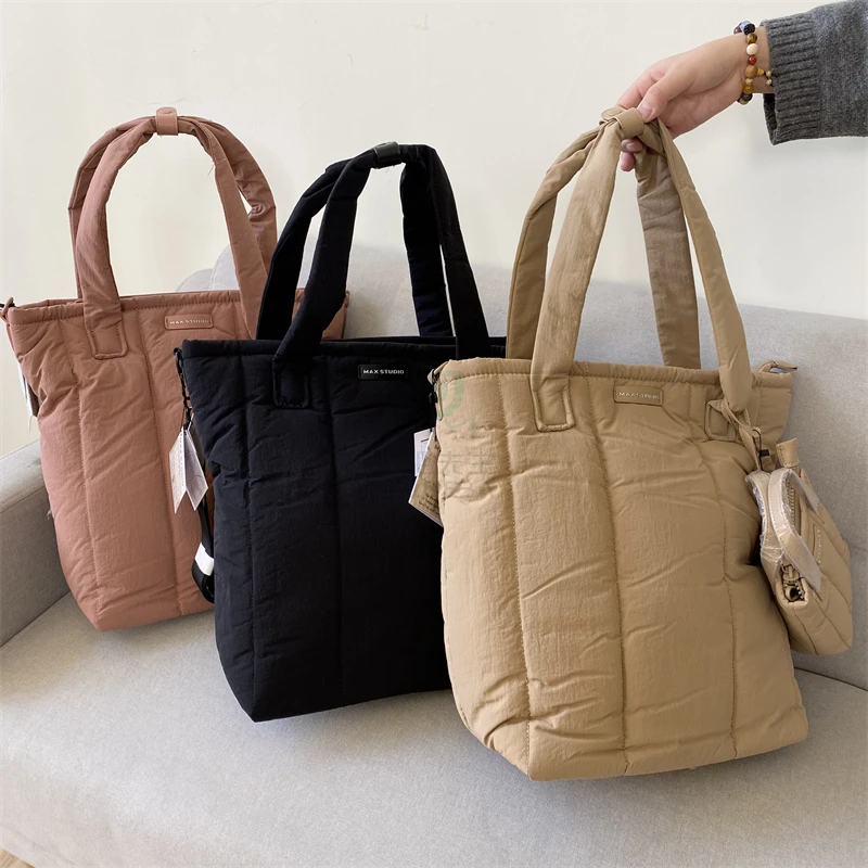 超大容量托特包夹棉秋冬单肩旅行包行李包
