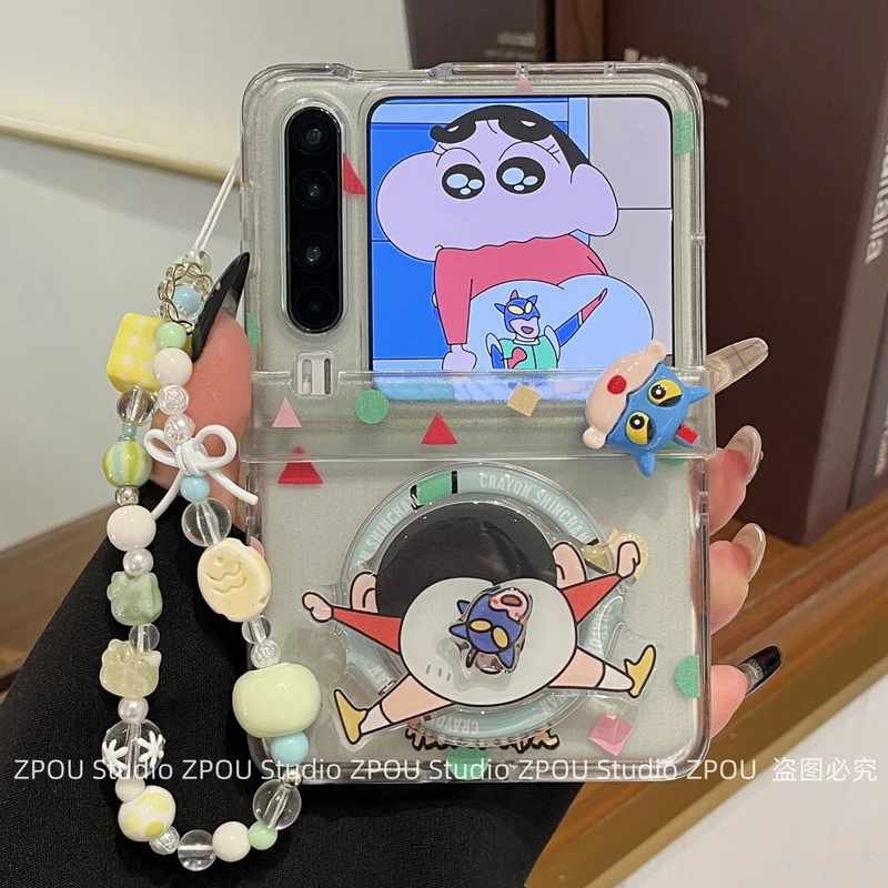 ZPOU 适用华为PuraX折叠屏手机壳pocket2卡通旋转蜡笔小新磁吸支