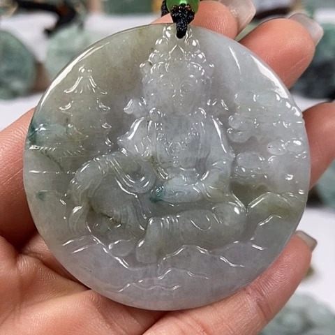 翡翠颈饰未镶嵌山水观音福利