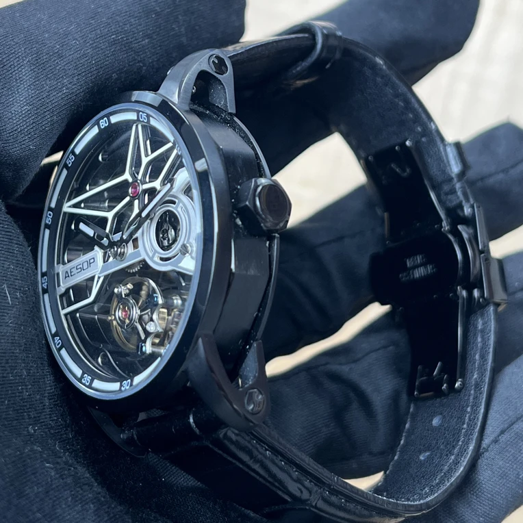 AESOP/伊索男士镂空手动陀飞轮机械轻奢腕表防水潮流时尚手表7053