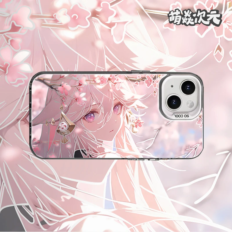 原神八重神子彩银适用苹果华为VIVO小米OPPO动漫个性彩银手机壳