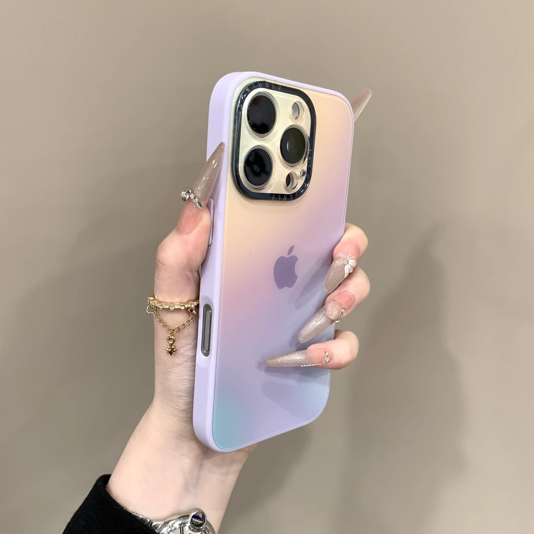小众晕染渐变适用iPhone16promax苹果15pro手机壳14/13镜头膜12女