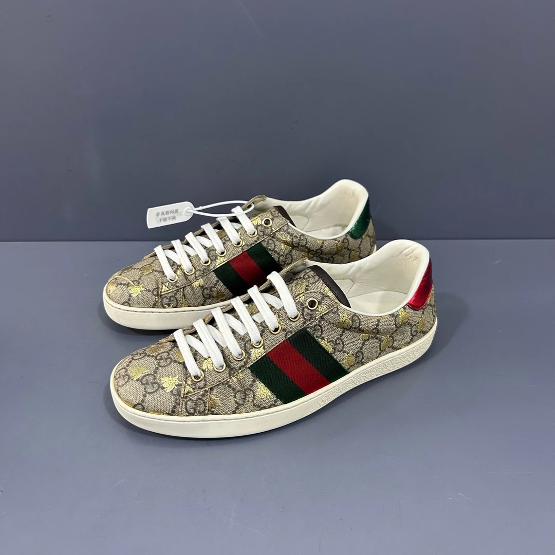 95新 GUCCI/古驰 40码 古驰Gucci 满印烫金小蜜蜂 休闲鞋