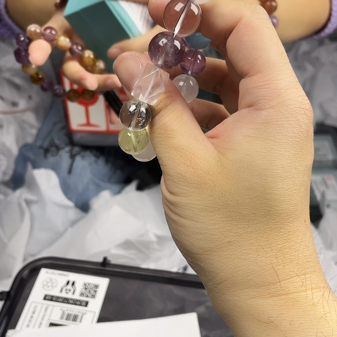 水晶银S925镀金镶嵌手串