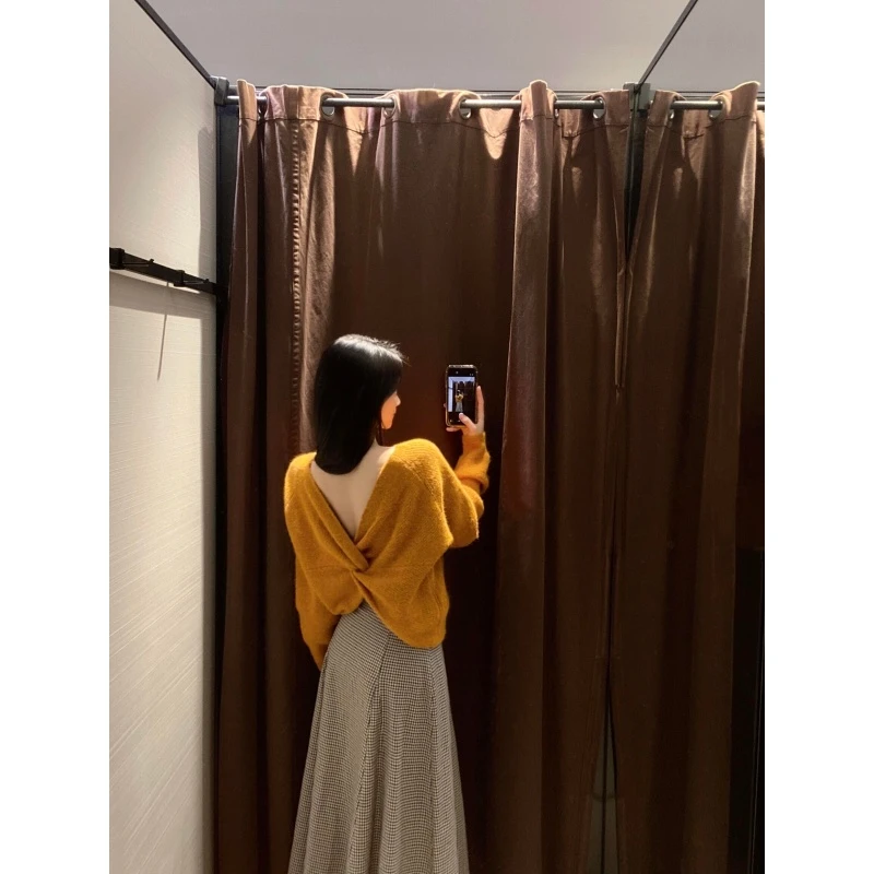 MARIE.COCO秋冬韩系温柔风斜肩软糯针织衫毛衣搭高腰半身裙气质装