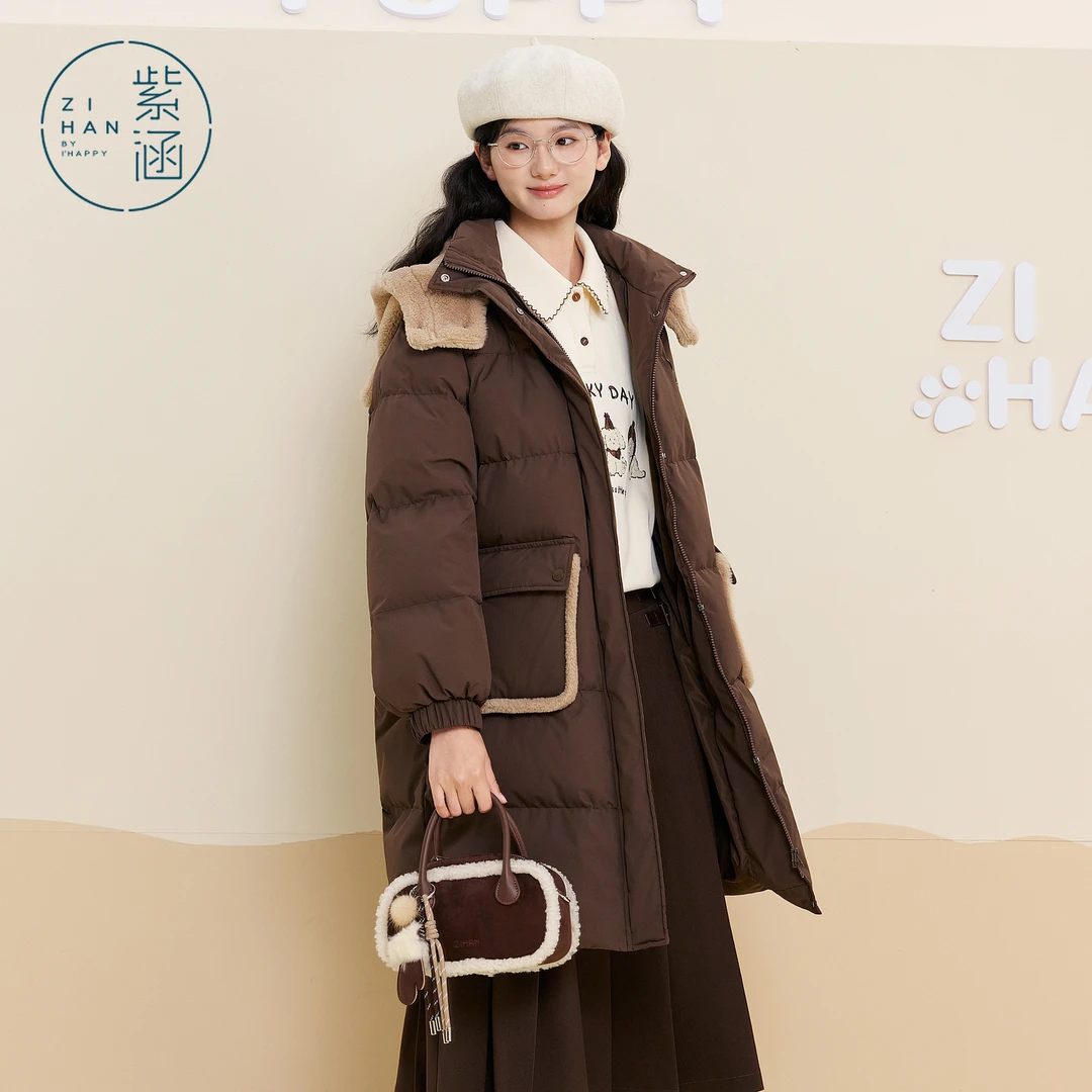 紫涵2025年冬季新款保暖防风中长款羽绒服Z5Z11AS353