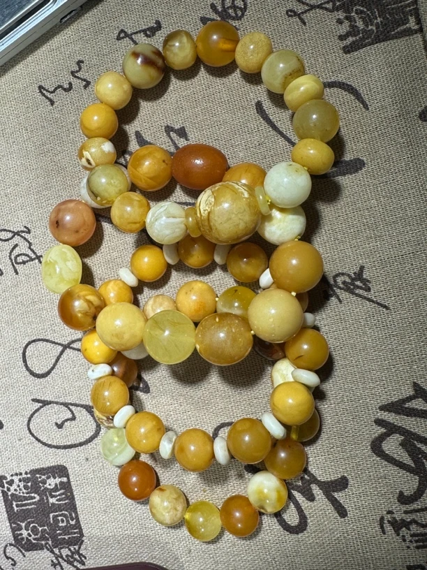 俄料鸡油黄DIY手串微瑕多样性发其一