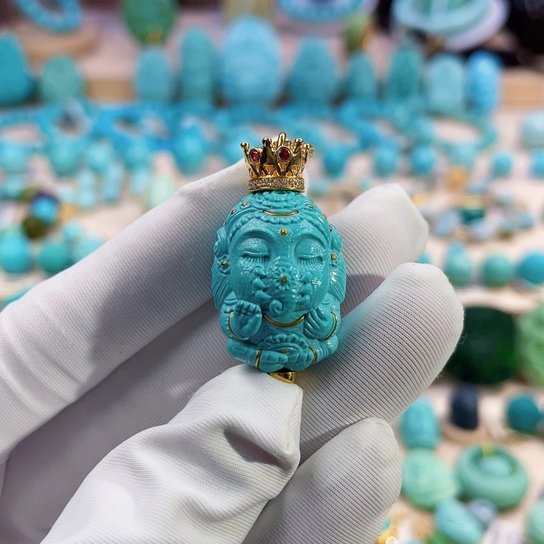 绿松石珠宝奇石18K金镶嵌