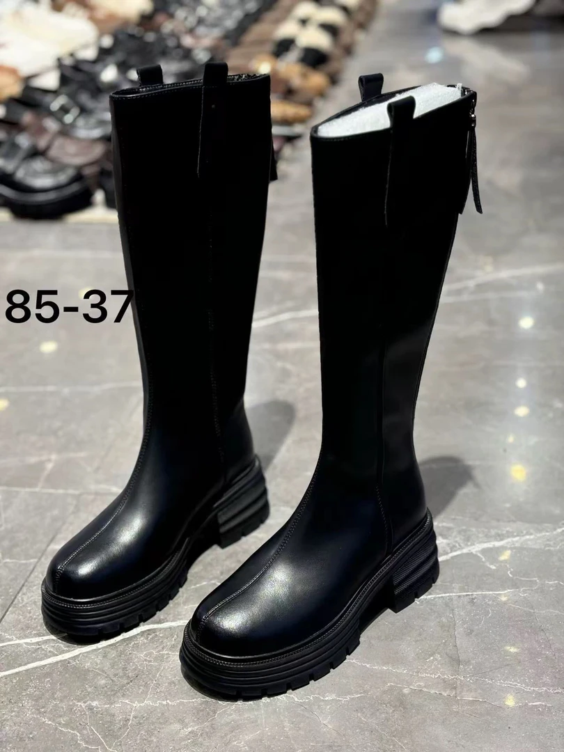 长靴2024秋冬季新款粗跟软底时尚女款弹力加厚瘦腿时装靴85-37