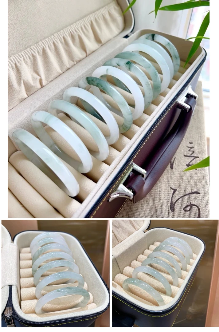 金丝玉石英质玉天山雪翠精品飘花手镯圆条（拍一发一）多样性发货