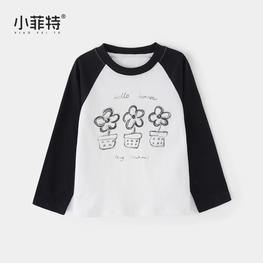 小菲特秋季新款女童装长袖T恤中大童休闲时尚儿童打底衫YNYQ52476