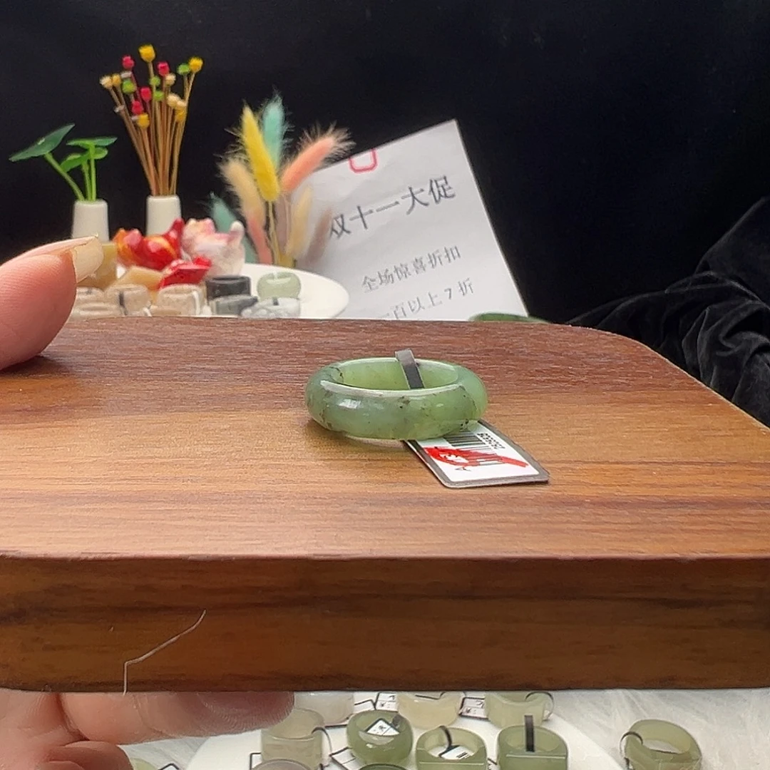 和田玉（糖玉）未镶嵌戒指k38 乌兰图圆条 16.3 不退换